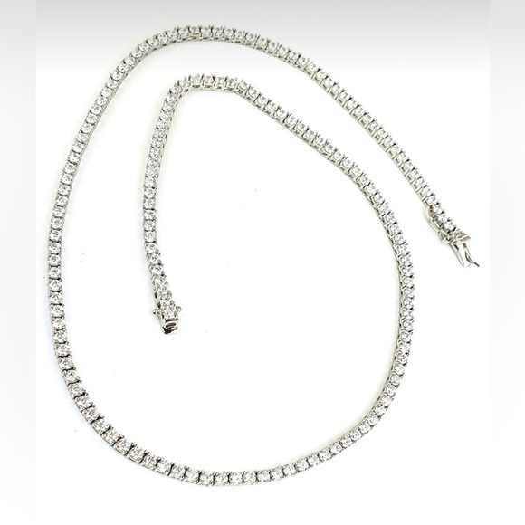RESTOCK 🔥 Tennis Choker Necklace AAA+ Real Zirconia 2mm Platinum Plated Luxury - Picture 4 of 11